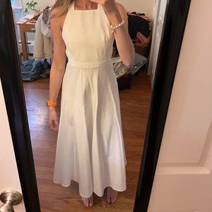 Zara Linen Blend Open Back White Dress Size Small